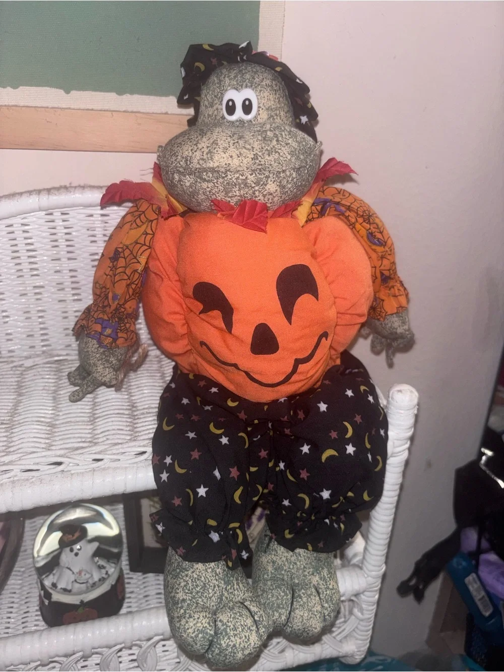 Vintage Halloween Pumpkin frog Plush